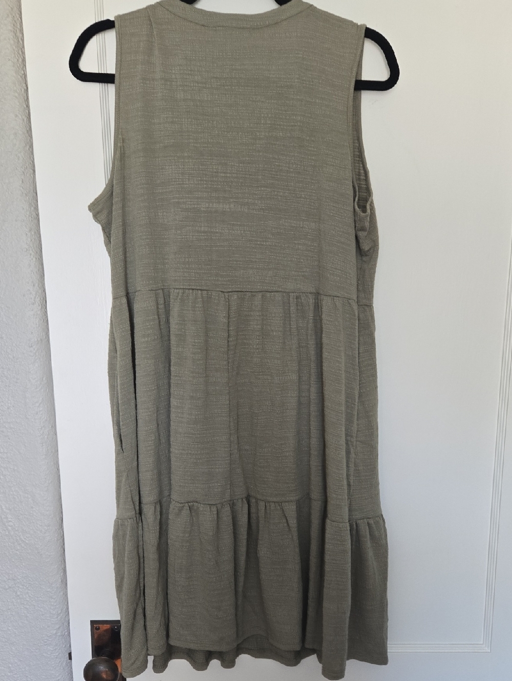 Maurices Olive Green Sleeveless V-Neck Tiered Midi Dress - Picture 2 of 2